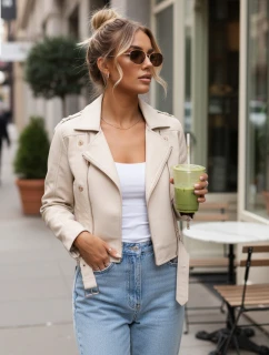 Dámské kožené ramonesky se zipy béžové FashionStreet TY5643