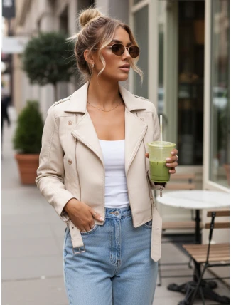 Dámské kožené ramonesky se zipy béžové FashionStreet TY5643