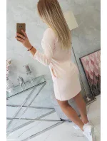 3D kočičí grafické šaty pudrově růžové