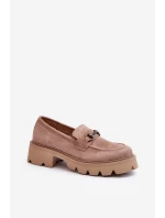 Hrubé dámské semišové mokasíny béžové Neloria