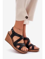 Dámské Sandály Na Klínu Sergio Leone SK223 Černé