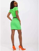 Zelená sukně Elvira RUE PARIS s proužkovaným střihem