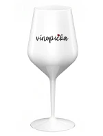 VÍNOPIČKA - biely nerozbitný pohár na víno 470 ml