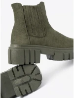 Trendy  kotníčkové boty zelené dámské platforma