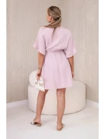 Mušelínové šaty s pasem tmavě růžová