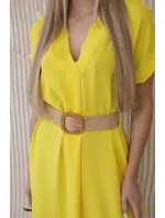 Šaty s ozdobným páskem žlutý