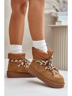 Dámské Sněhule Z Hladké Kůže S Hrubým Šněrováním D.Franklin DFSH375003 Hnědé