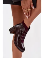 Lakované dámské kotníky z pravé kůže na podpatku D&A CR52-696 bordó Lakované dámské kotníky z pravé kůže na podpatku D&A CR52-696 bordó