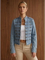 Dámská džínová bunda Napoleonka, modrá, FashionStreet TY6045 Dámská džínová bunda Napoleonka, modrá, FashionStreet TY6045