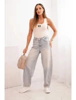 Dámská pruhovaná top na ramínkách s ozdobnou nášivkou béžová