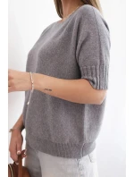 Dámský svetr z viskózy s krátkým rukávem šedý