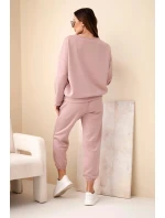 Komplet teplákové + kalhoty máslová látka tmavě růžová