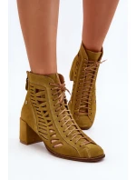 Semišové Provázkové Botky Maciejka 05508-24 Olivově Zelené