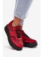 Semišové zateplené dámské tenisky na masivní platformě Vinceza 66841 Leopardo Červené Semišové zateplené dámské tenisky na masivní platformě Vinceza 66841 Leopardo Červené