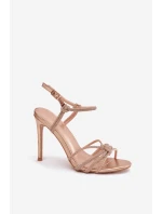 Dámské sandály na podpatku s pásky Tanelle – šampaňské