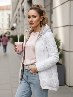 Dámská prošívaná bunda s kapucí bílá FashionStreet TY5545