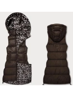 Hrubší oboustranná vesta v čokoládové barvě s panteřím vzorem a s odepínací kapucí (T5-2602#-103) Hrubší oboustranná vesta v čokoládové barvě s panteřím vzorem a s odepínací kapucí (T5-2602#-103)