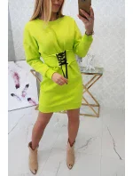 Zateplené šaty s ozdobným páskem pistácie Zateplené šaty s ozdobným páskem pistácie