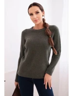 Dámský svetr z baby alpaky s dlouhým rukávem khaki