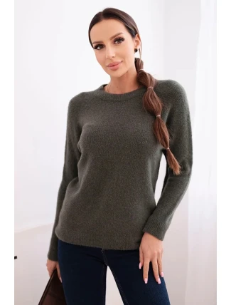 Dámský svetr z baby alpaky s dlouhým rukávem khaki