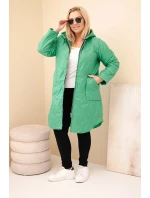 Dámská zimní prošívaná bunda Plus Size s kapucí světle zelená