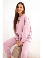 Dámský komplet srdíčkový výřez tmavě růžový