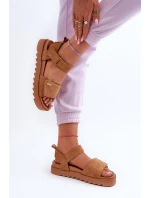 Dámské semišové sandály na platformě Big Star NN274705 Hnědé