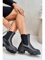 Zateplené nazouvací botky Chelsea z eko kůže Big Star MM274071 Černé