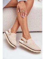 Dámské Pantofle Na Silné Podešvi S Kožíškem A Přezkou Černé Linneola