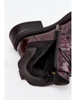 Lakované kožené dámské boty na klínu D&A LZ52-954 bordó