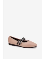 Dámské baleríny s pásky béžové Deliora Dámské baleríny s pásky béžové Deliora