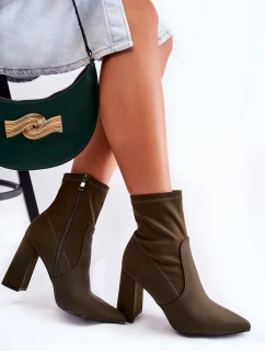 Dámské Materiál Boty Na Podpatku Khaki Amile