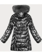 Vypasovaná zimní bunda v grafitové barvě s kapucí J Style (16M9122-105)