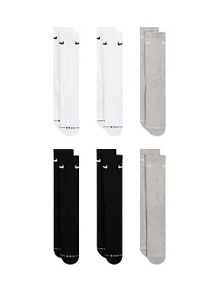 Ponožky Nike Everyday Elevated, 6 párů, bílé, černé, šedé, HQ8021 903 , velikosti 38–42,5