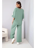 Dámský máslový komplet z viskózy mikina a široké kalhoty světle fialový