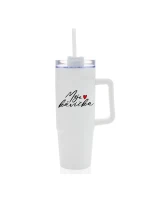 MOJE KÁVIČKA - bílý cestovní termohrnek s průhledným víčkem 900 ml