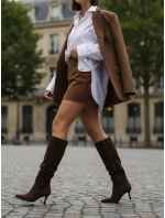 Dámské semišové hnědé boty FashionStreet ZY1324