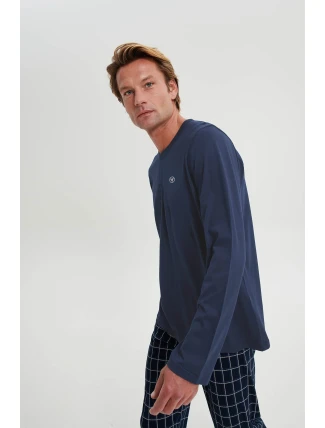 Vamp - Pánské pyžamo s kostkovanými kalhotami 21924 - Vamp Vamp - Pánské pyžamo s kostkovanými kalhotami 21924 - Vamp