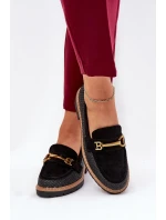 Dámské Mokasíny S Pletením A Zlatým Detelem Černé Seffolia