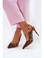 Zdobené Sandály Na Jehlách Panthera Hnědé Kemonia