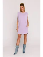M789 Mini šaty s vycpávkami na ramenou - fialové
