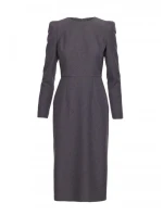S412 Tužkové šaty s ozdobnými rameny - šedé