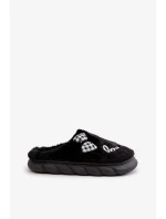 Futrzane Dámské Pantofle S Nášivkami A Mašlí Černé Linnorelia