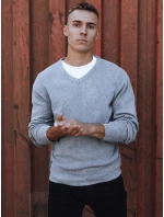 Pánský světle šedý svetr s výstřihem FashionStreet WX2201