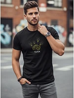 Pánské bavlněné tričko s kreativním potiskem černé FashionStreet NX0149R