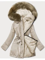 Béžová teplá oboustranná dámská zimní bunda (w610) Béžová teplá oboustranná dámská zimní bunda (w610)