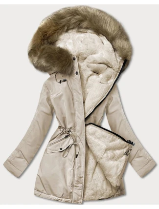 Béžová teplá oboustranná dámská zimní bunda (w610) Béžová teplá oboustranná dámská zimní bunda (w610)