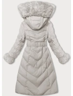 Dámská zimní bunda v barvě ecru s opaskem (5M3156-254) Dámská zimní bunda v barvě ecru s opaskem (5M3156-254)