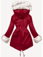 Tmavě červená bunda parka s kožešinovou odepínací podšívkou (5M3187-6)