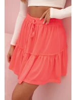 Dámská bavlněná sukně s volánky a elastickým pasem růžový neon
